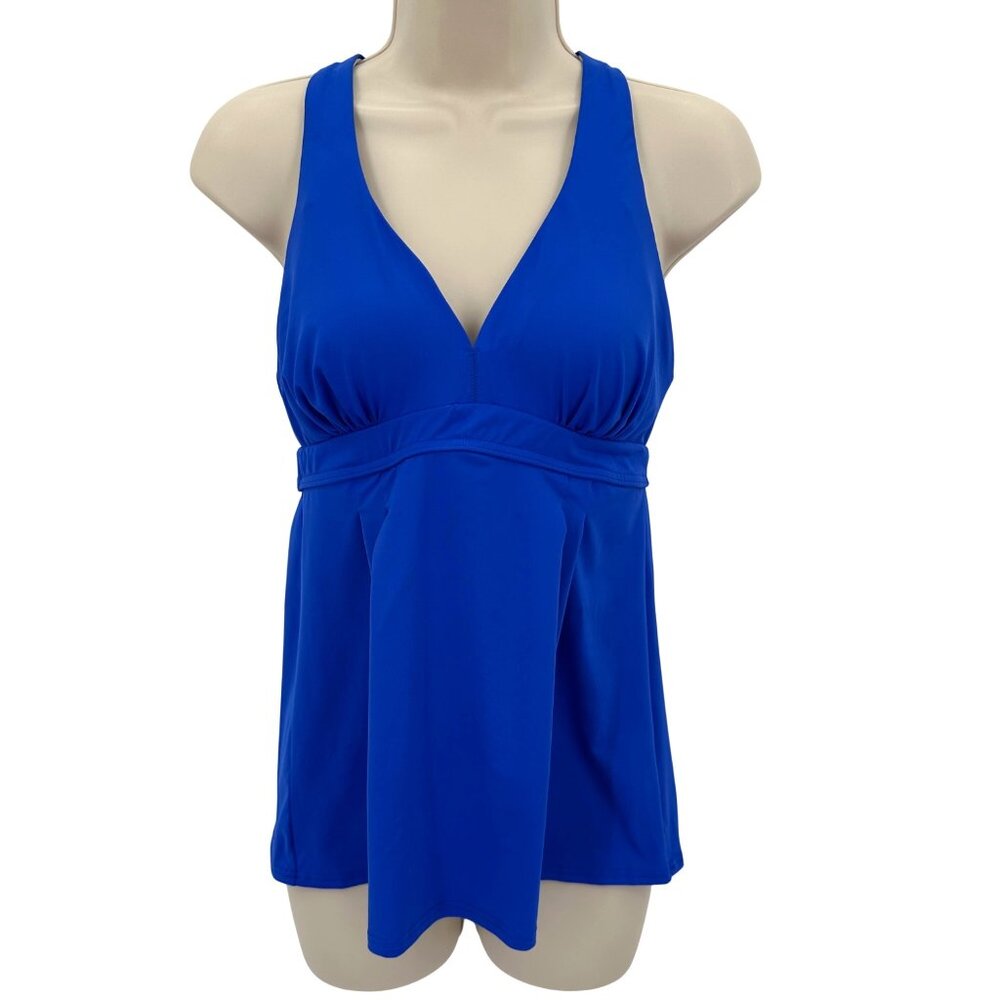 Lands End Womens Blue Tankini Swim Top With Padded Cups & Racerback Style Size 4 - Picture 1 of 8